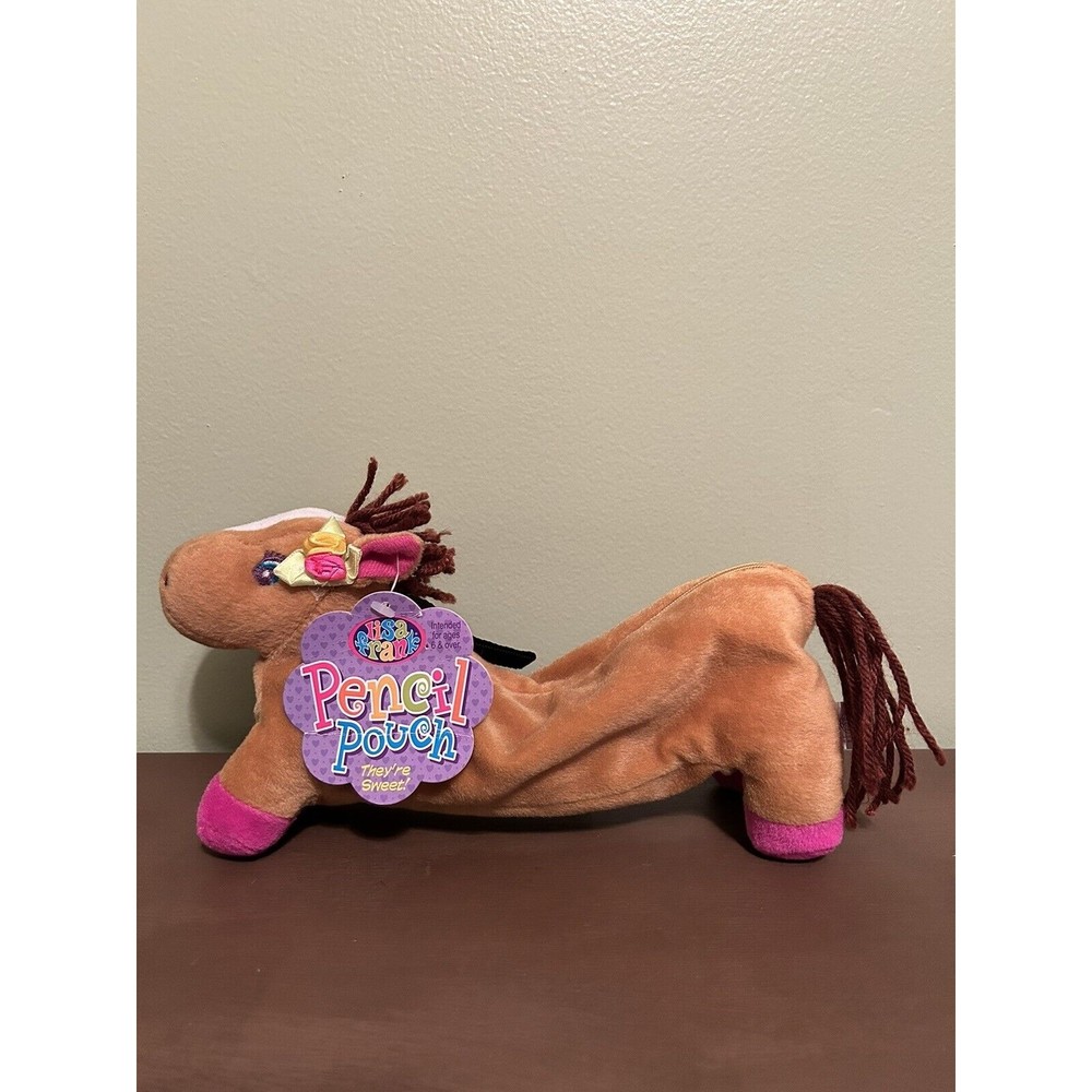 VTG Y2K LISA FRANK 12" Rainbow Chaser Horse Pony Plush Pencil Pouch Case…